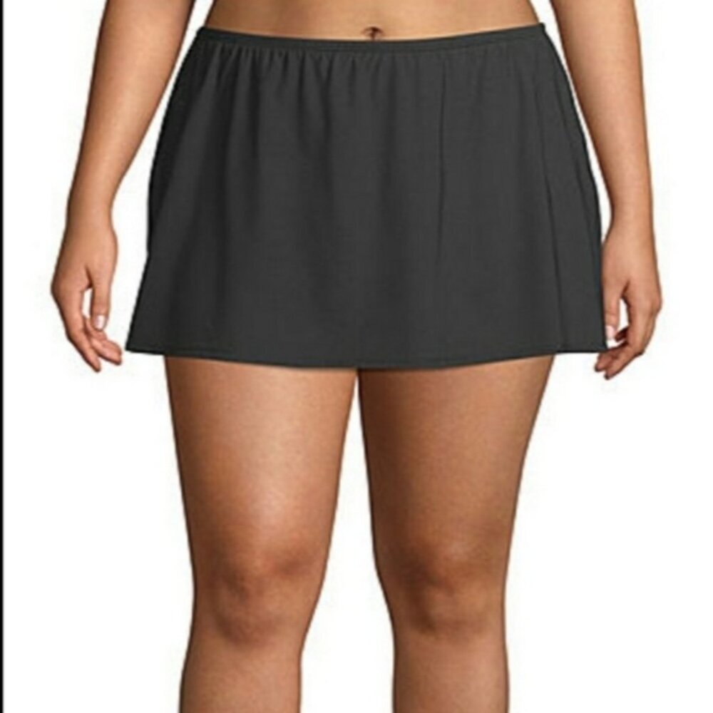 LIZ CLAIBORNE Swim Skirt Solid Black Plus Size 18W Tummy Control Panel